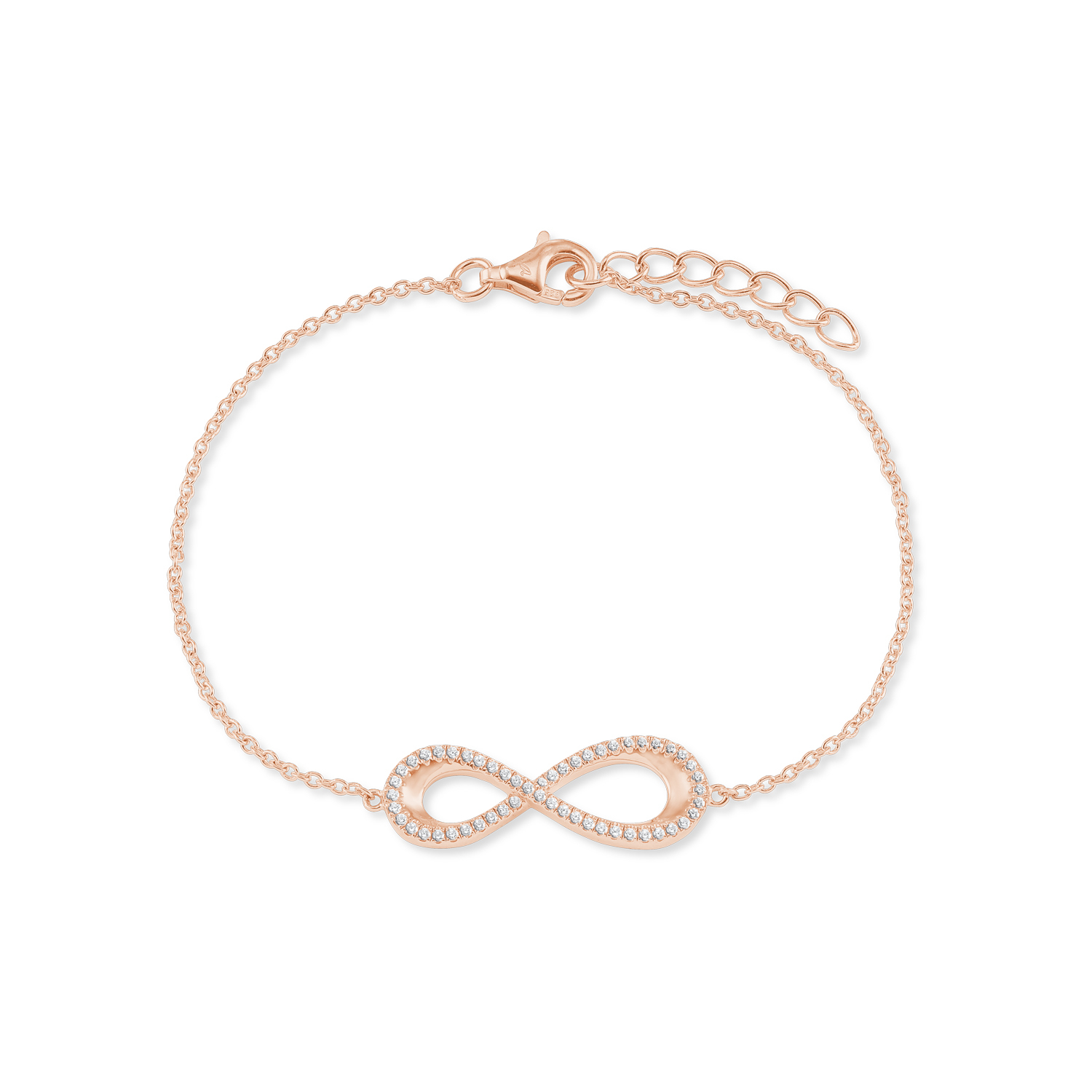 Armband für Damen Sterling Silber 925 Zirkonia Infinity Länge 19