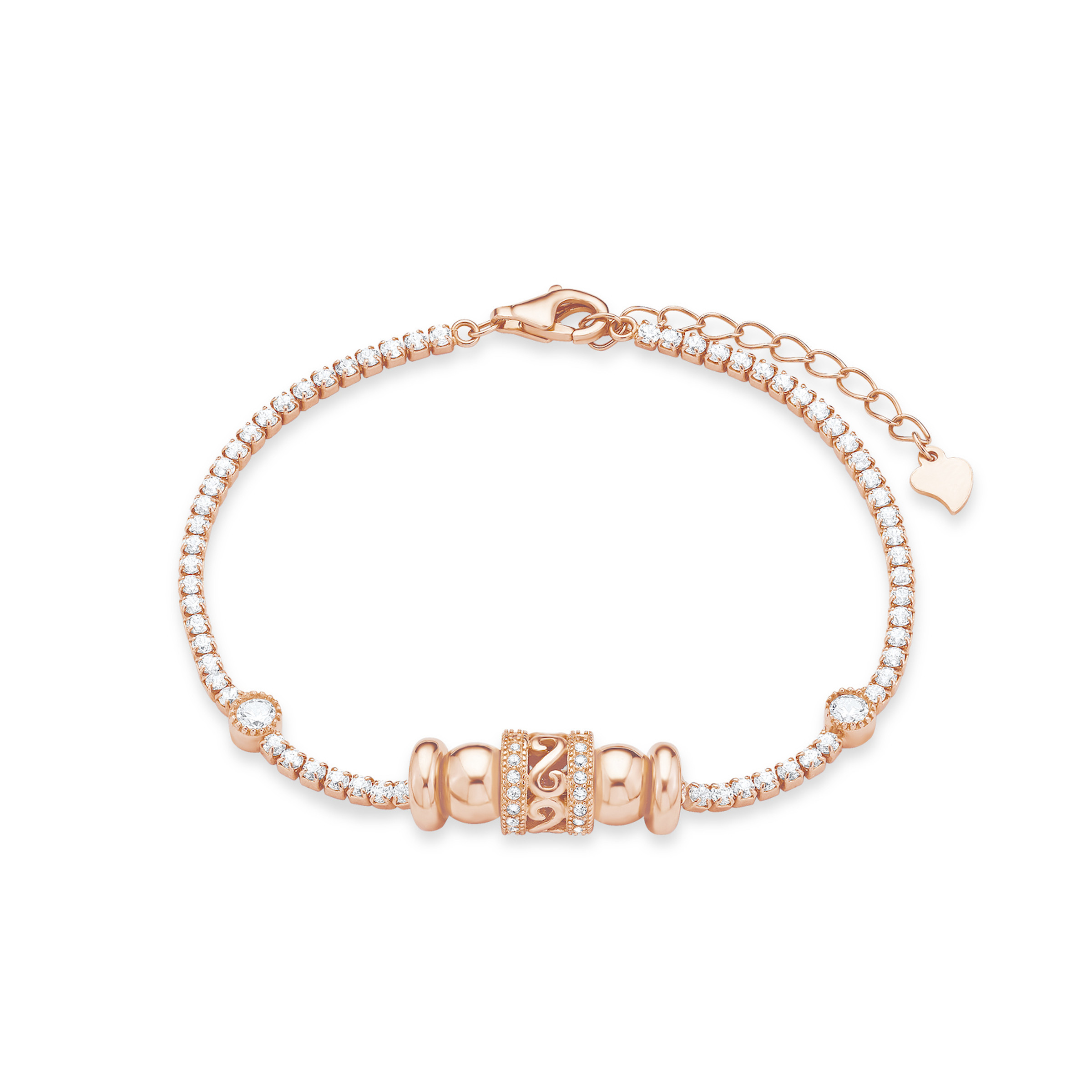 Armband Für Damen 164 Cm 925 Silber Rosévergoldet Zirkonia Synth Weiß Länge 164 Cm